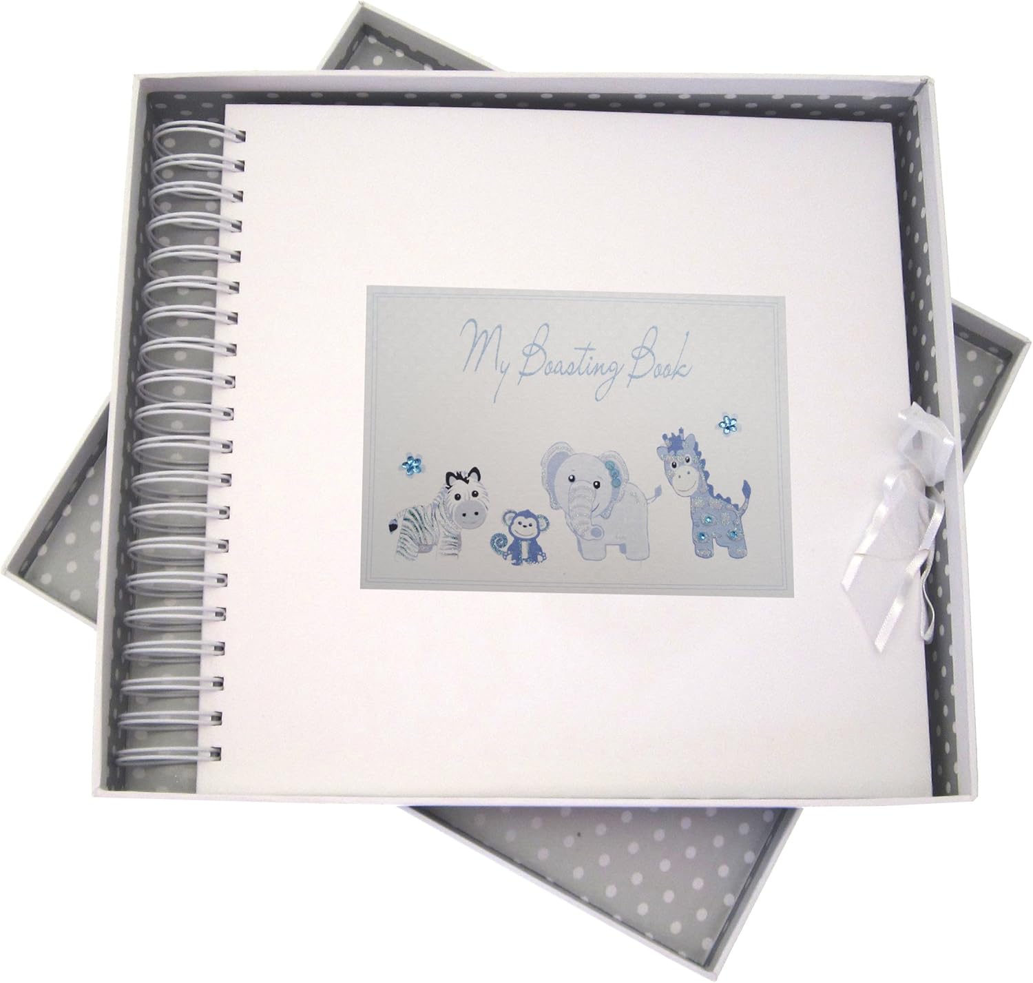 White Cotton Cards My Boasting, Card and Memory Book, Blue Toys, Animals, Board, 27 x 30 x 4 cm