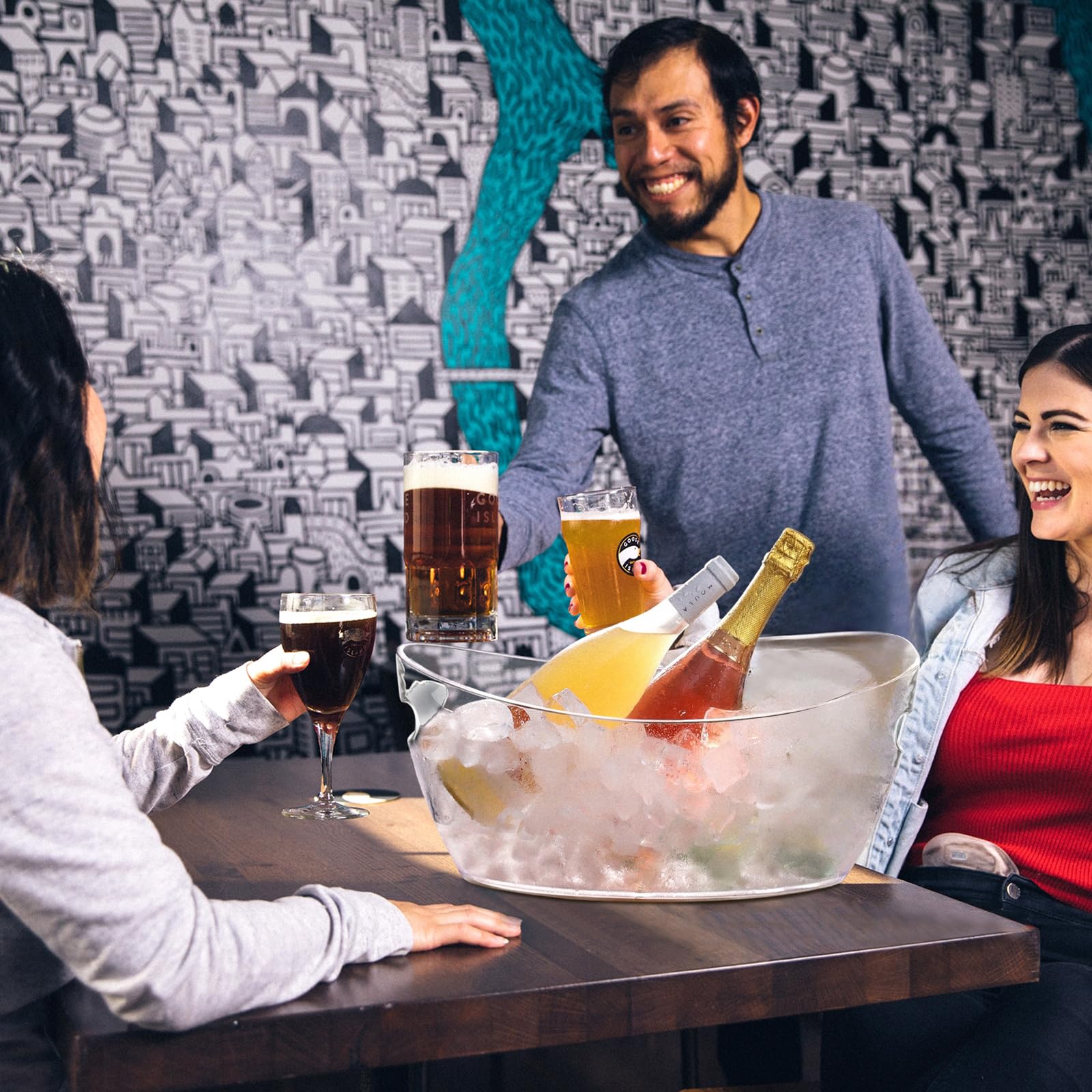 Ice Bucket 2 PCS, Thickened Ice Buckets for Parties, Mimosa Bar Supplies Beverage Tub for Champagne Beer Sparkling Wine Cocktails（5.5L) 16.5 * 7.3 * 6.8inch