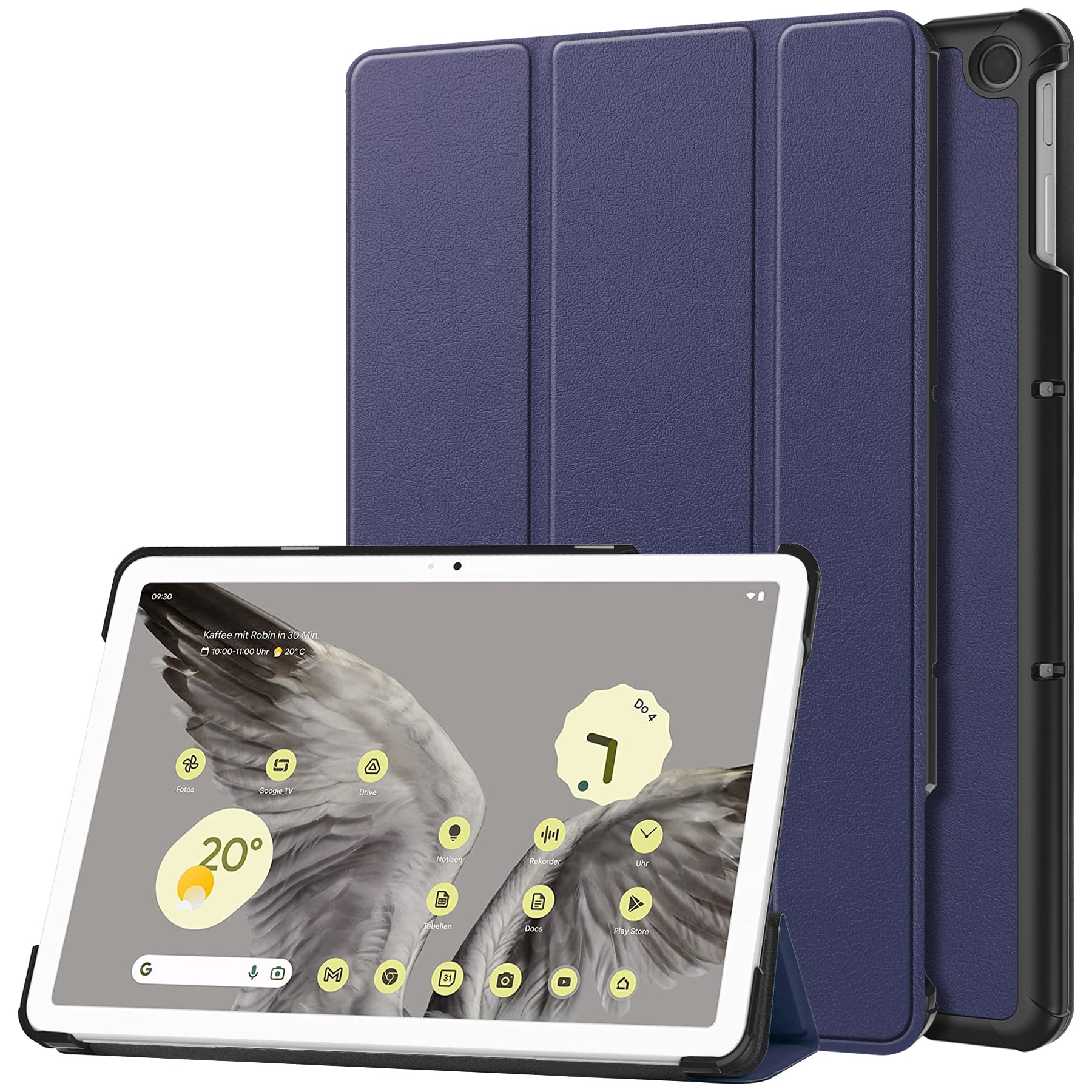 for Google Pixel Tablet 11" 2023 Case, Lightweight Ultra Thin Slim Hard PC Back Shell Tri-Fold Stand Folio Flip Full Protective Cover for Google Pixel Tablet 2023, Dark Blue