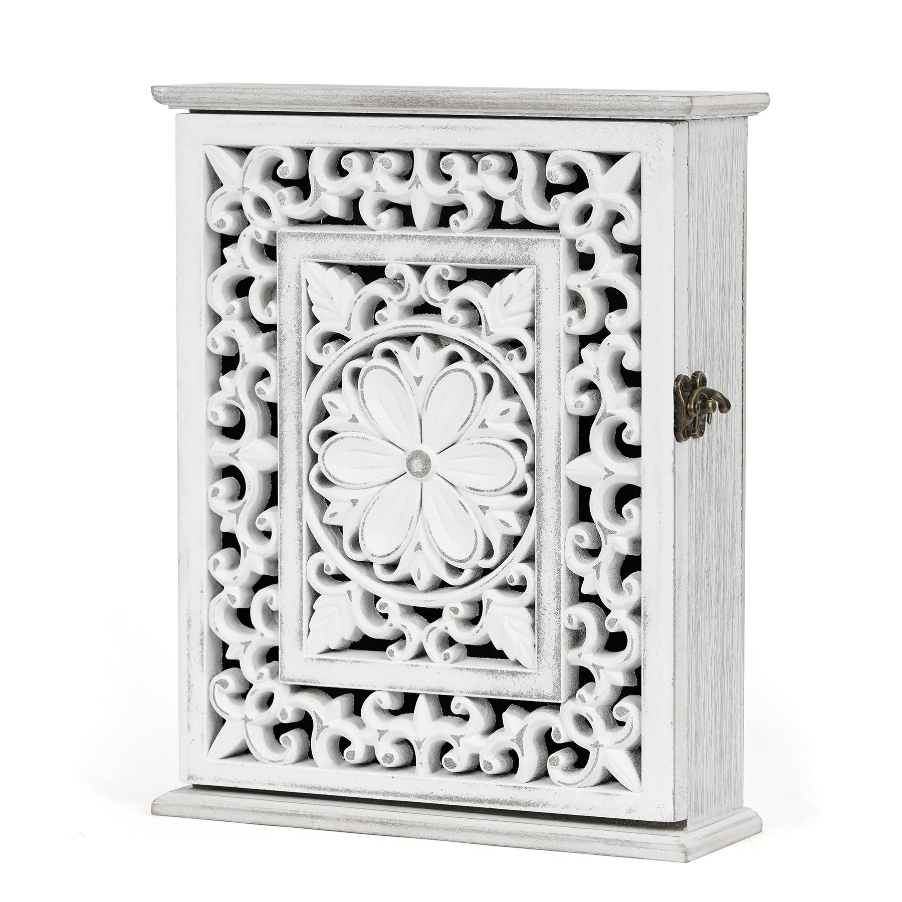 Optyuwah Key Holder for Wall Key Cabinet, Key Hooks Wall Mounted Key Hangers Rustic Decorative Wooden Key Rack with 6 Key Hooks for Home Office Entryway Hallway Bedroom Living Room