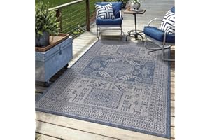Keen Home Design Terrace Outdoor Area Rug - 5x8 Washable Indoor/Outdoor Rug for Patio, Kitchen, Balcony, Beach, Garden, Deck and Porch, Size: 5'3"x7'7"