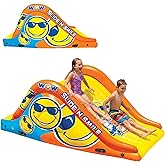 WOW Sports Giant Inflatable Floating Water Slide - 2 Lanes - 9 ft | Floats in the pool and locks to the wall. Hi-vis graphics; for kids and adults.