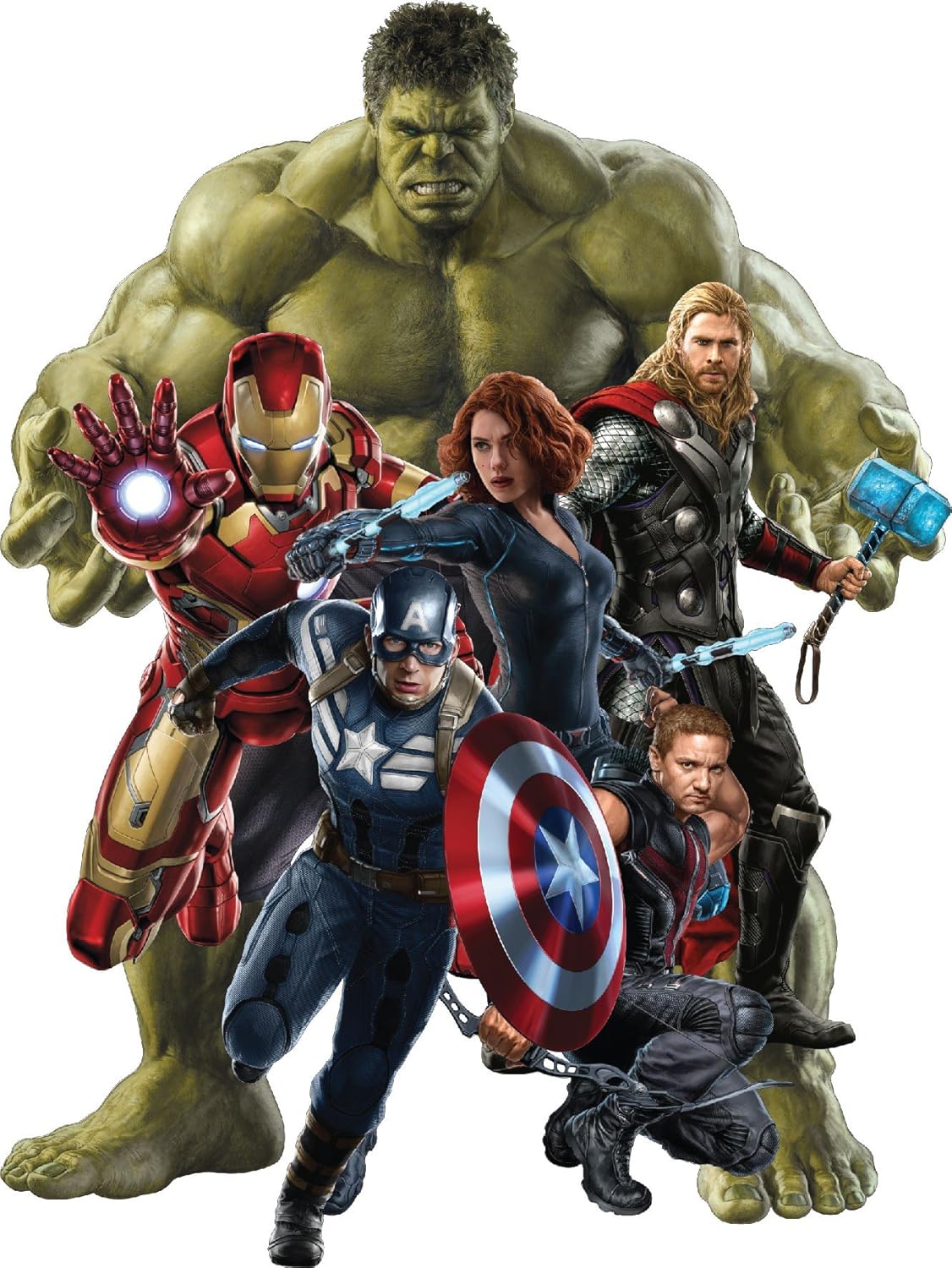 Hulk, Iron Man, Captain America, Hawkeye, Black Widow Avengers Stickers