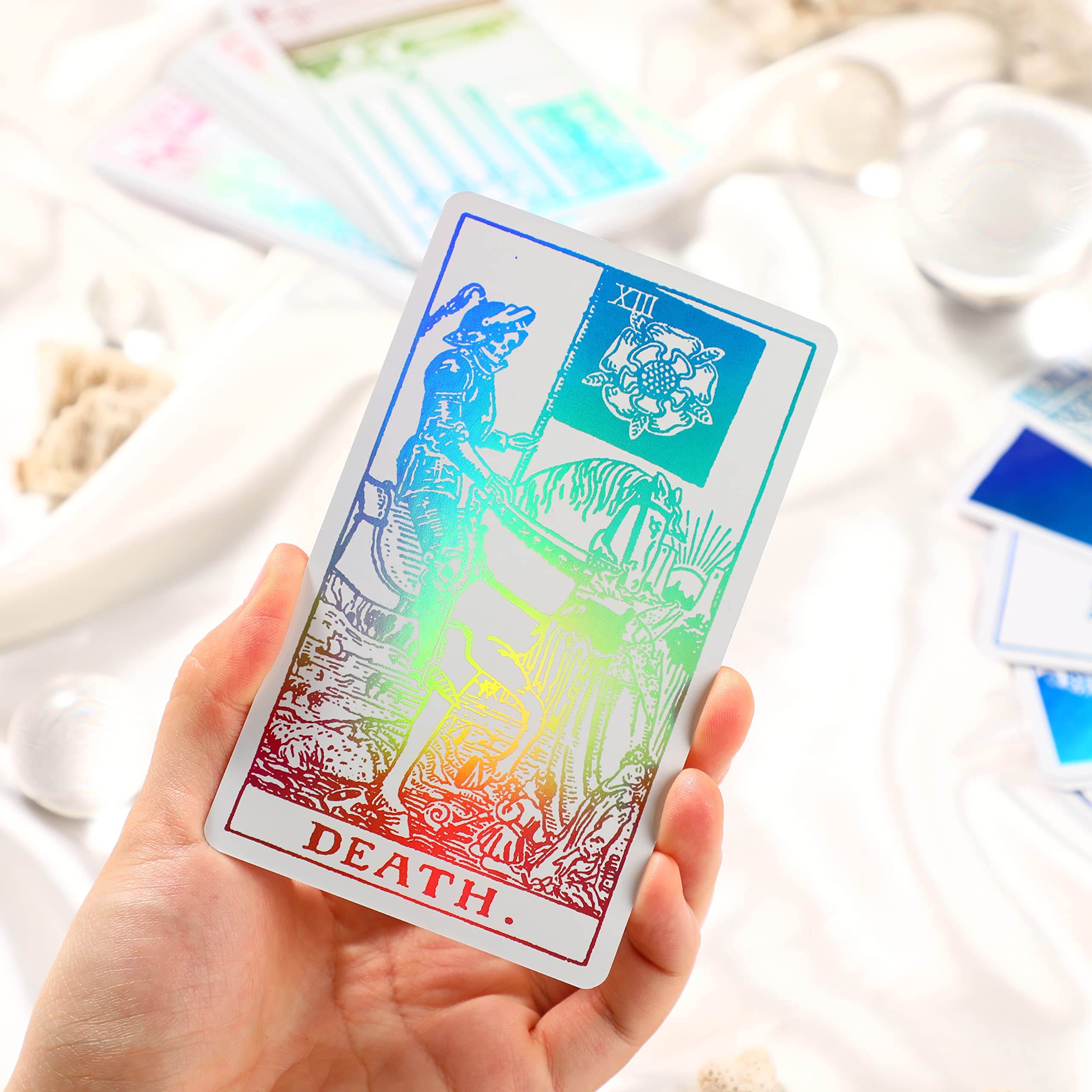 Sincerez Tarot Cards Deck with Guidebook for Beginners, Vintage Card Decks, Unique Fortune Telling Game (Holographic)