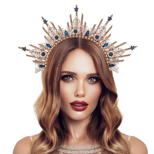 COSUCOS Goddess Halo Crown Headpiece - Renfaire Spiked Blue  display picture 1