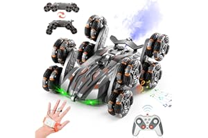 8WD Remote Gesture Sensing Stunt Control Car with Light Spray Effect, Music & Automatic Demonstration 8 Wheel 360°Flip Double
