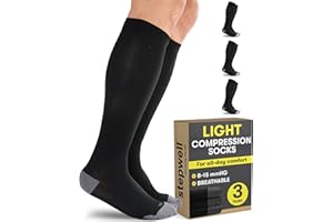STEPWELL Light Compression Socks for Women & Men - 3 Pairs | 8-15 Breathable Compression Socks for Flying, Exercise, Support