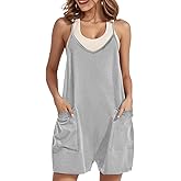 Buauty Women's Casual Rompers Summer Sleeveless Jumpsuits Loose Spaghetti Strap Shorts Overalls Trendy Outfits With Pockets
