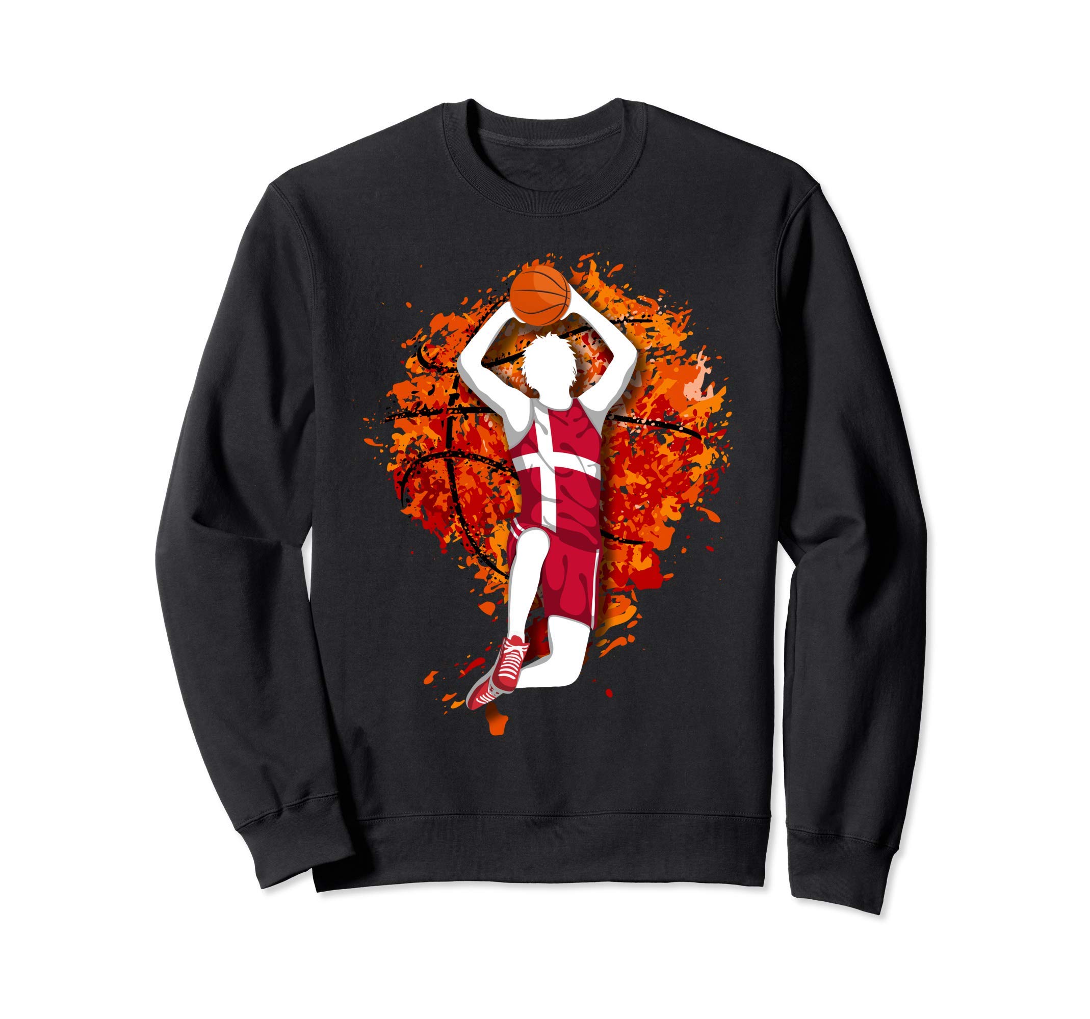 Denmark Basketball Danish National Flag Mid Air Slam Dunk Sweatshirt