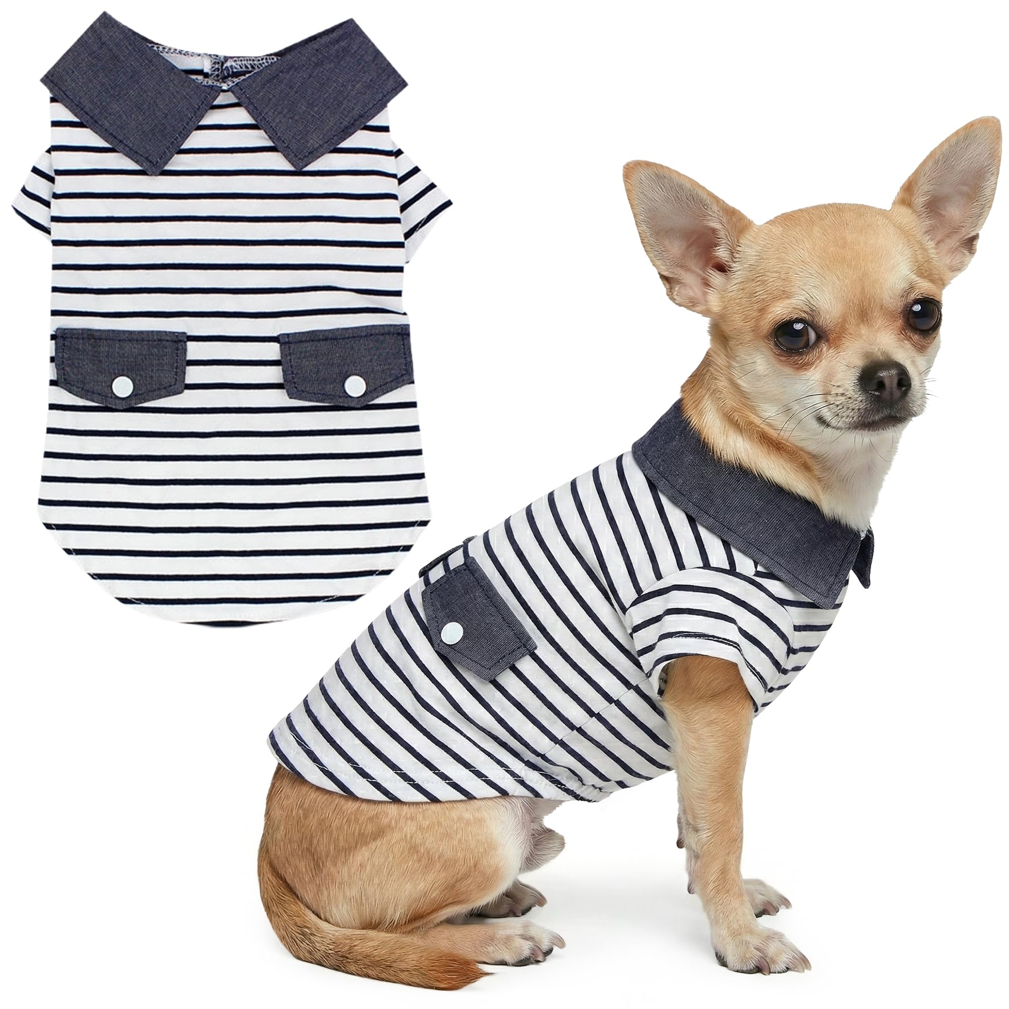 Parisian Pet Dog Clothes Cat Apparel Outfits Preppy Boy Polo, S