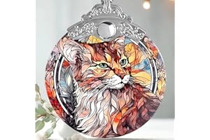 Stained Glass Christmas Ornament, Jocidea Cat Christmas Decorations, Christmas Tree Ornament, Cat Lovers Gifts, Holiday Decor and Xmas Gifts Ideas