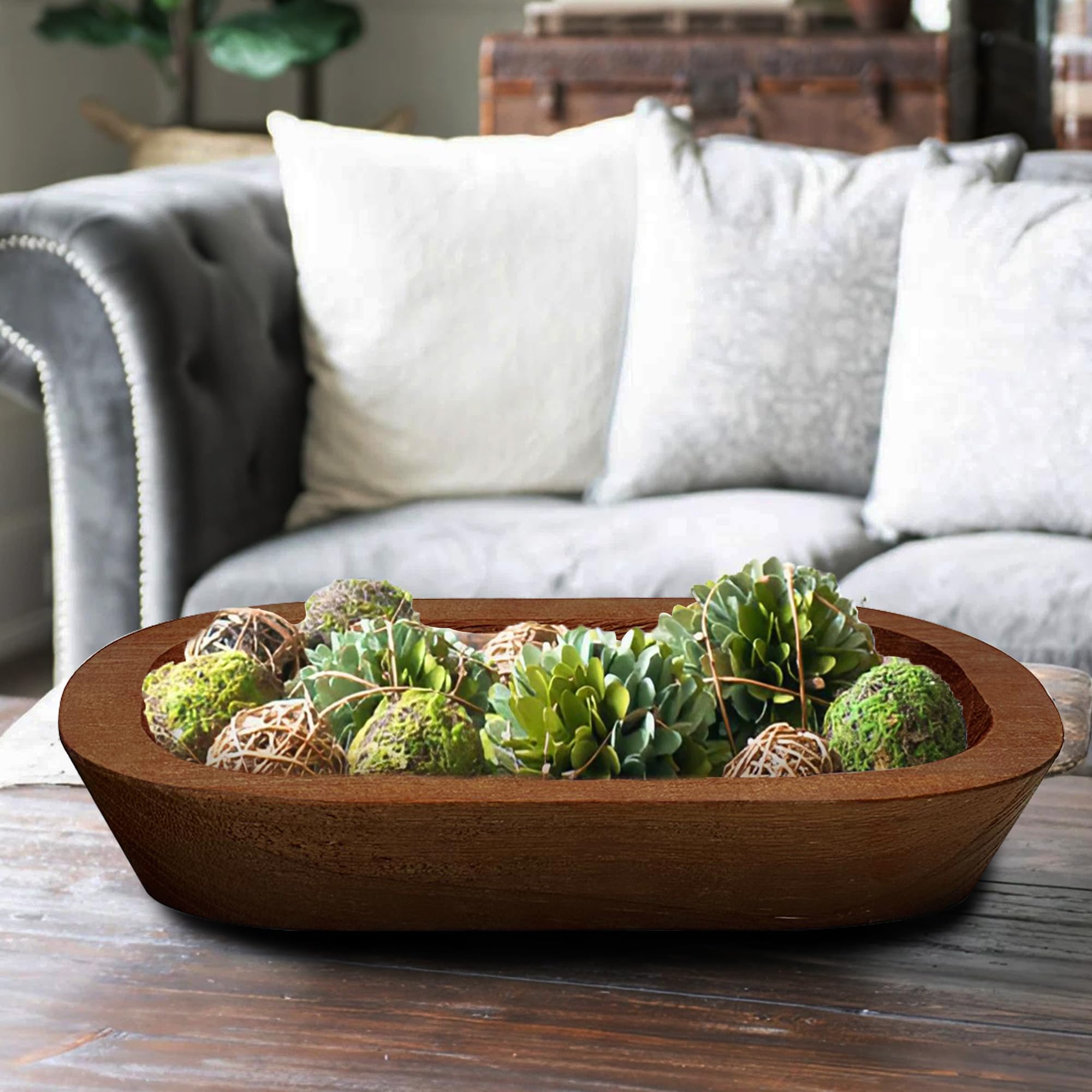 Royxen 8 Pack Wood Dough Bowl, Wooden Dough Bowls Paulownia, Rustic Bowl Vintage, Bowls for Candle (Brown, 9.7" x 6") - Image 6