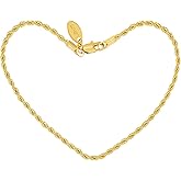 LIFETIME JEWELRY Womens Gold Anklet 2mm Rope Chain Ankle Bracelet 24k Real Gold Plated