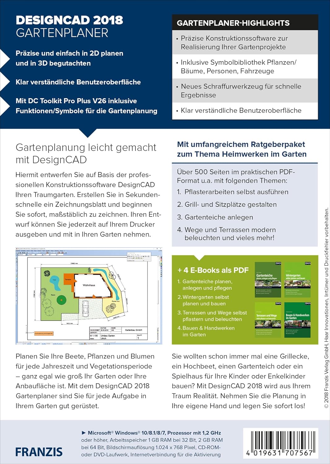 Franzis Designcad 2018 Gartenplaner Software 2018 Gartenplaner 3 Gerate Fur Windows Pc Disc Disc Imsi Amazon De Software