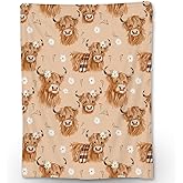 Ti Caldi Cute Highland Cow Blanket - Soft Lightweight Cozy Animal Flannel Throw Blanket for Adults Kids Women, Warm Fuzzy Blankets for Couch, Bed, Travel, Home Decor, Living Room 60×50 in