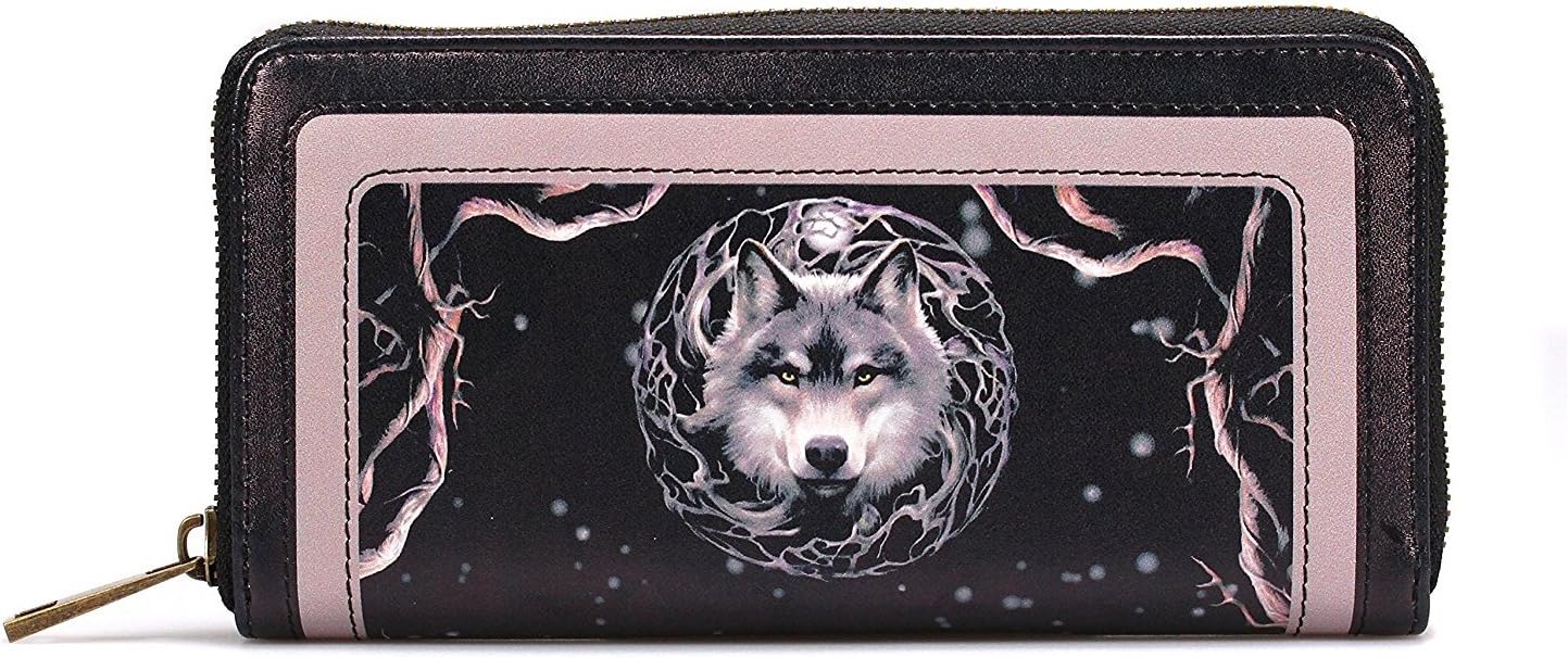 Half Moon BayANNE STOKES Women's Purse Large (Night Forest Wolf) Tri-Fold Wallet, Multicolour, One Size