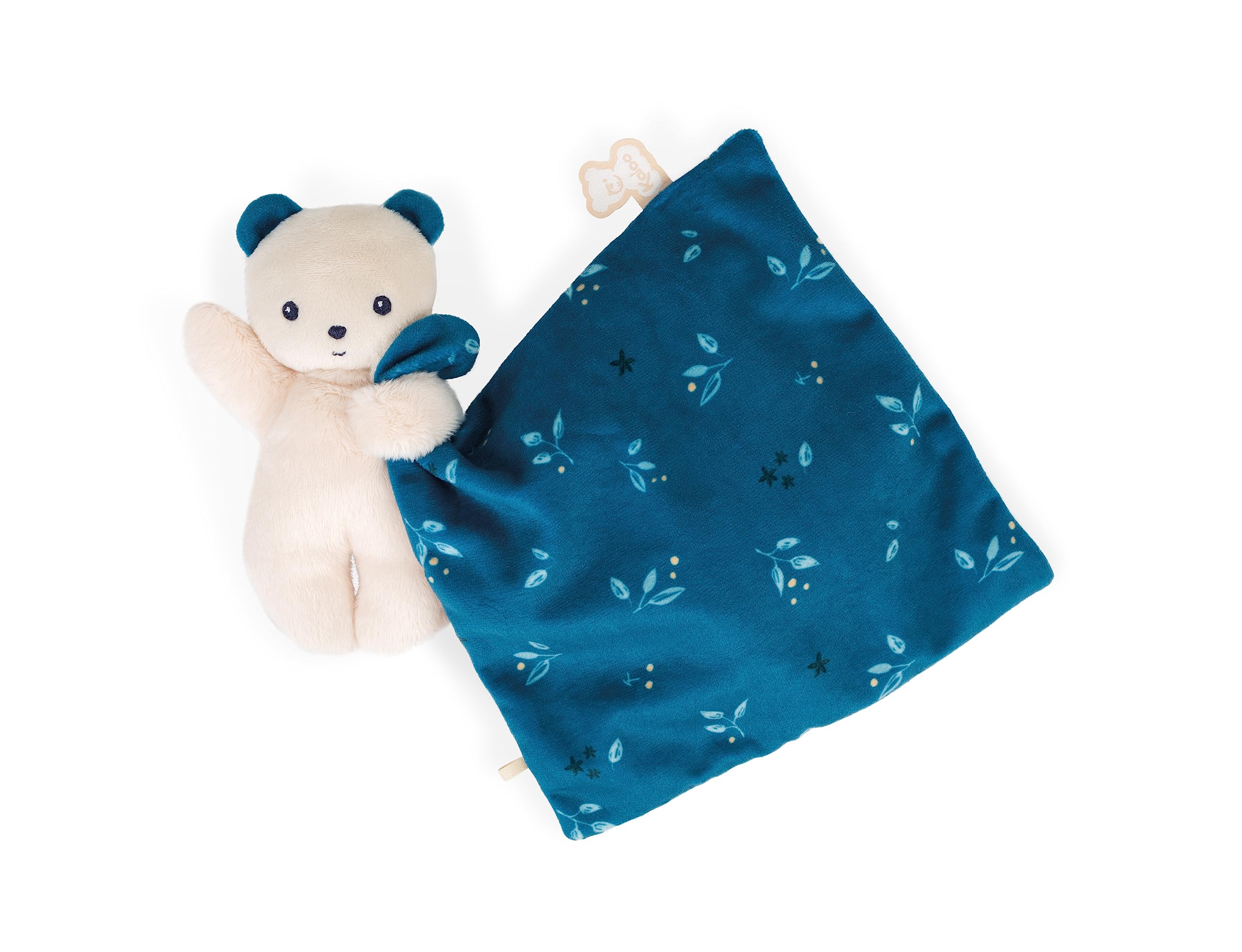 Kaloo - Carré Douceur - Night Owl Bear Comforter - Square: 7.1" x 7.1" / 18 x 18 cm - Babies’ Soft Toy - Ultra-Soft Materials - Gift Box - K972004