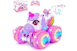 FUTESI Remote Control Car for Girls,360° Rotating 4WD Stunt Car with Lights & Music, Rechargeable 2.4GHz Off-Road Vehicle Uni