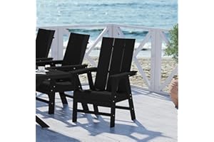 WestinTrends Ashore Outdoor Patio HDPE Plastic Modern Adirondack Dining Chair Black