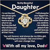 Daughter Necklace From Dad| Father To Daughter Jewelry Gift| Daddy Princess Yellow Gold CZ Pendant Present With Message Card For Birthday Graduation