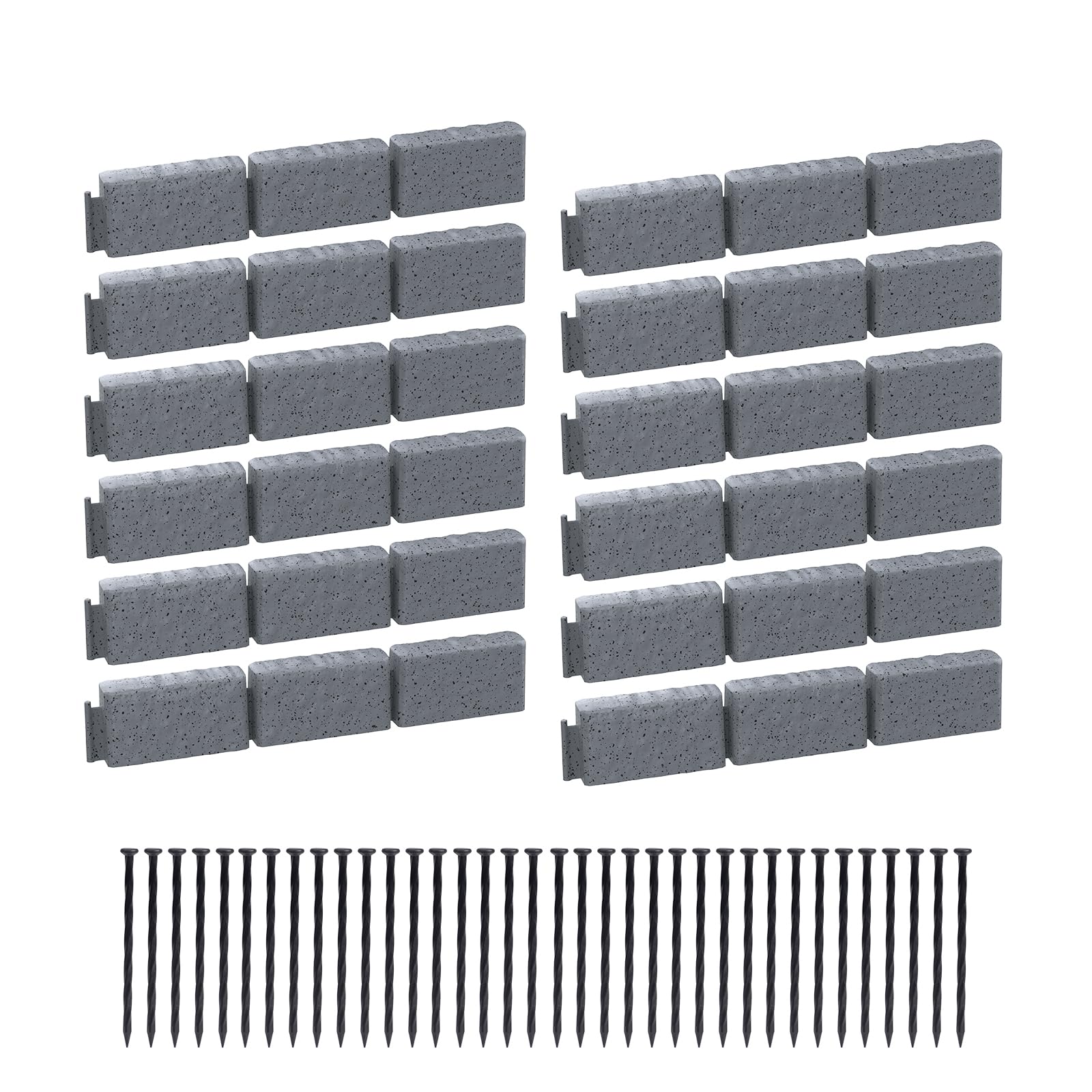 Photo 1 of AGTEK Garden Edging 16FT Landscape Edging Kit 2.75 Inch Height Decorative Garden Border No Dig Lawn Border for Yard Flower Bed with 26 Stakes, Grey