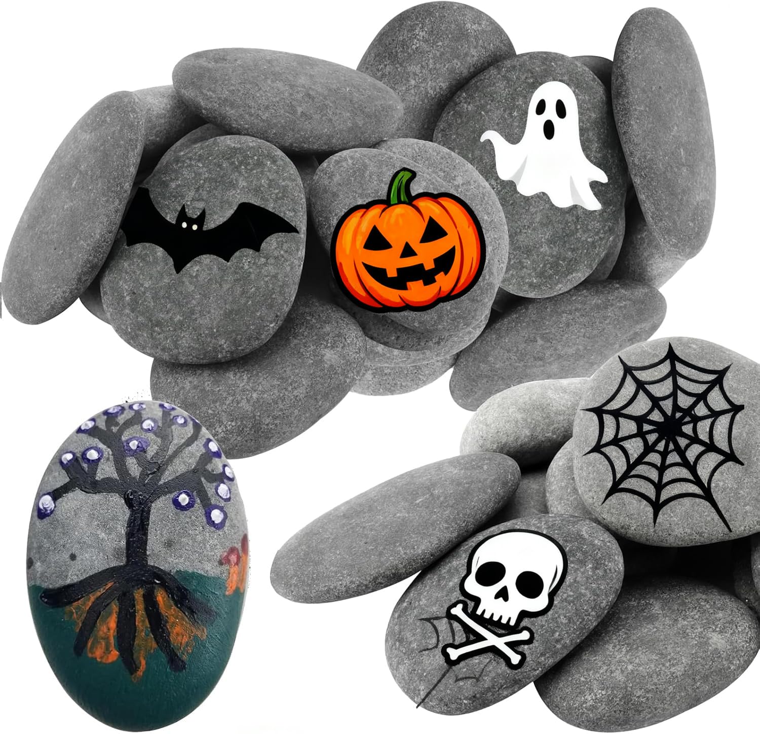 ZOENHOU 40 PCS Painting Stones, 5-8cm Dark Grey Painting Rocks,Smooth Painting Stone for DIY Hand Painting