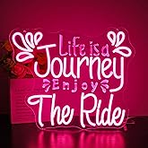 Neon Sign - HSJNJKFU Life Is a Jounery Enjoy the Ride Carved Neon Signs for Wall Decor, Bedroom, Party, Hotel, Bar, Man Cave 