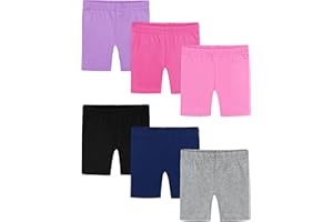 Poroka 6 Pack Baby and Toddler Girls Bike Shorts Soft Girls Summer Dancewear Shorts Solid Tumbling Safety Short for Kids