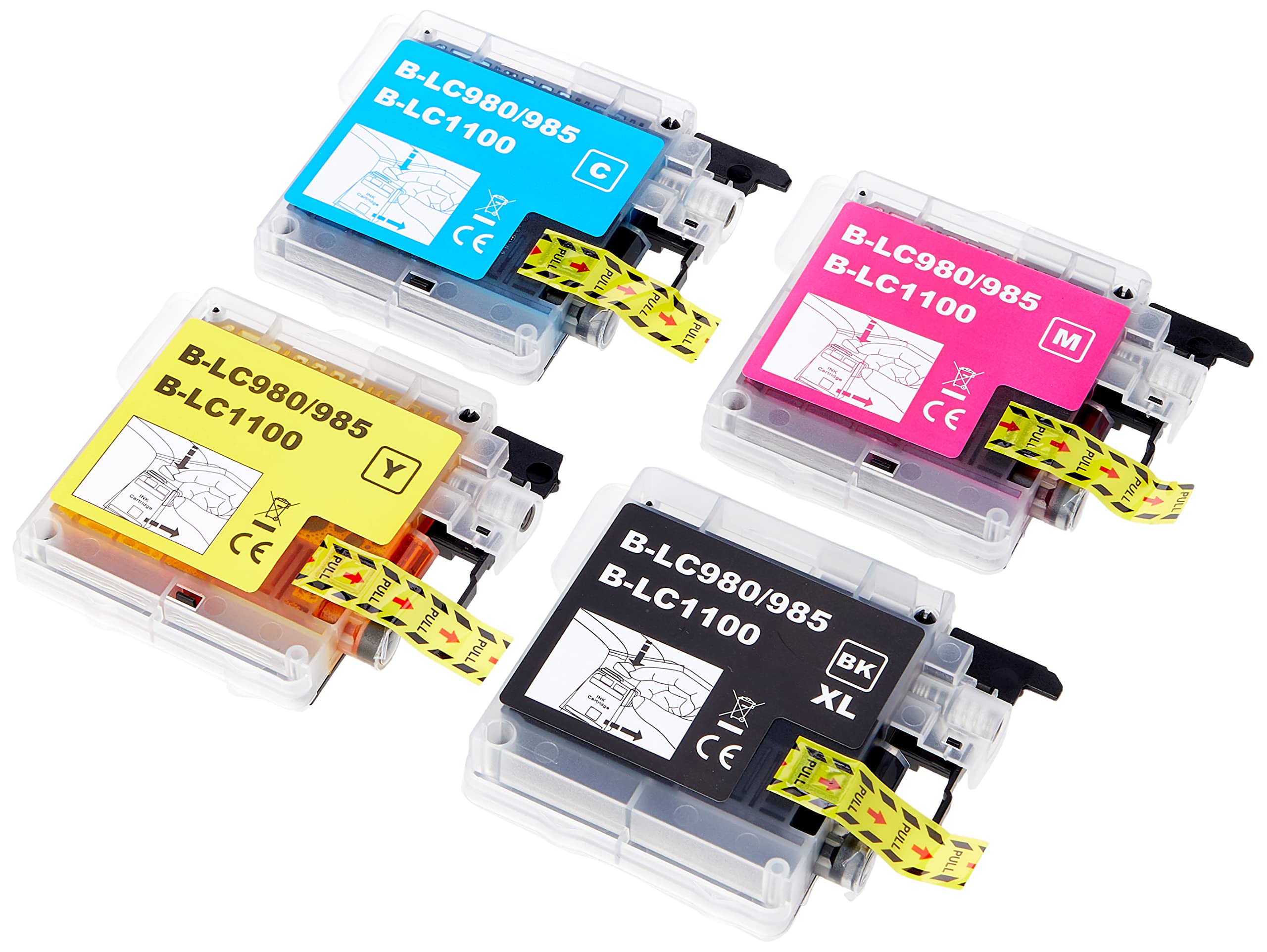 1 Go Inks Set of 4 Cartridges to replace Brother LC980 & LC1100 Compatible/non-OEM for Brother DCP & MFC Printers (4 Inks), Black, Cyan, Magenta, Yellow (Packing May Vary)