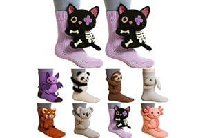 3D Knit Animal Socks,Animal Cute Plush Sock Hand Crocheted,Funny Novelty Sock,Winter Christmas for Unisex