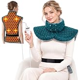 Garvee Vibrating Heating Pad for Neck,Shoulders and Back Pain Relief | Wearable 24"X35" Large Size, Full Neck Wrap, with 4 Motors, 3 Heat Levels, Auto Shut Off, ETL Certified, Gifts for Women Men