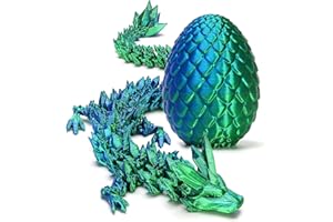 Zobetro 3D Printed Dragon with Surprise Egg, Articulated Crystal Dragon in Egg, Executive Dragon Fidget Desk Toys, Decorative Egg Gifts for Boys Kids Home Decor(Green)