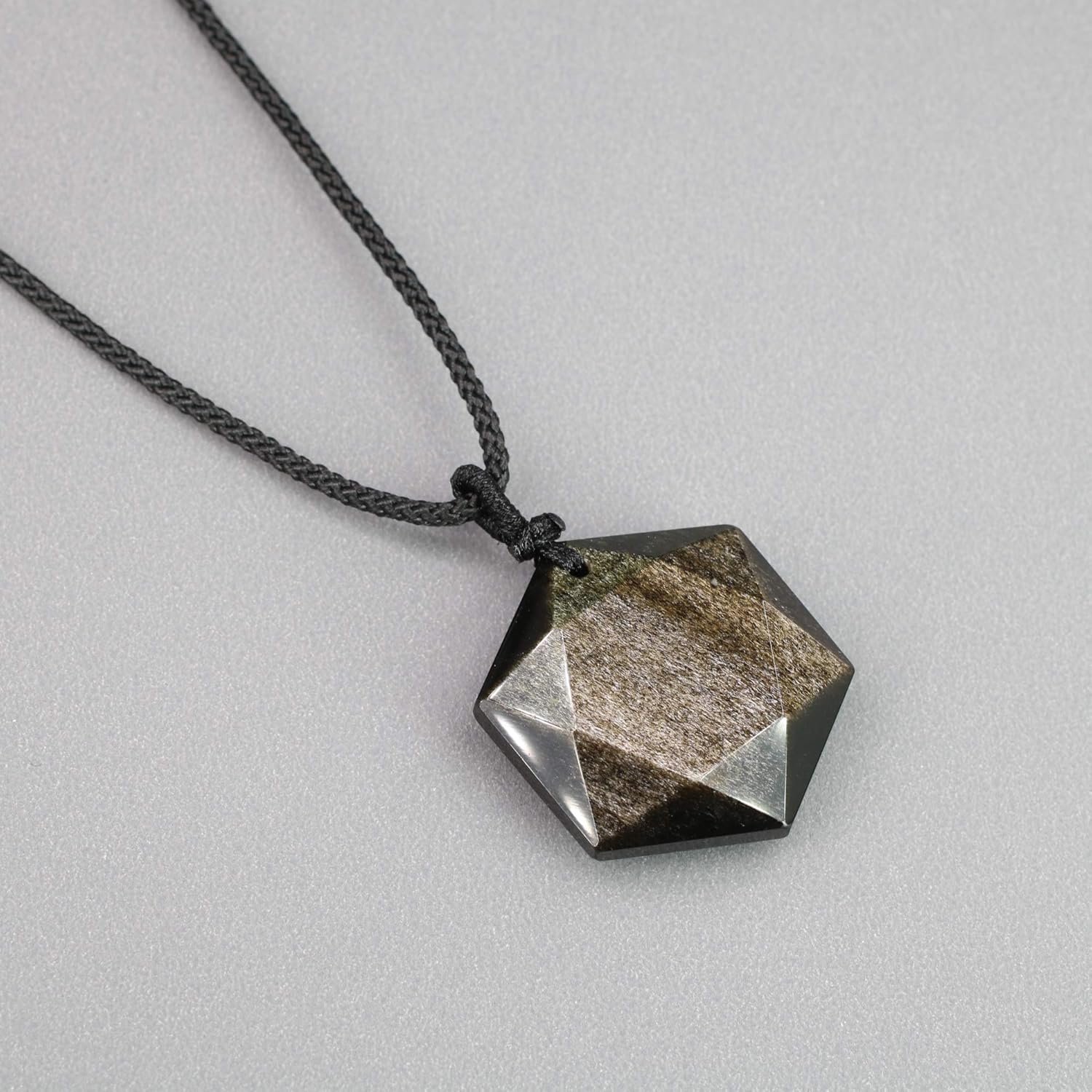 COAI Ketting hexagram David ster hanger van edelstenen, Nylon geel tijgeroog nylon, Tijgeroog