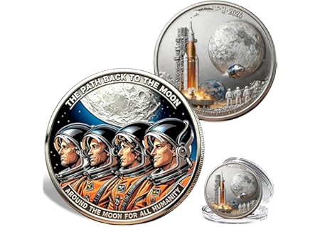 Artemis II Lunar Mission Commemorative Coin, Space Exploration Collectible Challenge Coin, Moon…