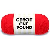 Caron One Pound Solids Yarn, 6oz, Gauge 4 Medium Worsted, 100% Acrylic - Yard Scarlet ( 1 Piece )