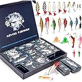 Advent Calendar 2025 Adult, Fishing Advent Calendar 24 Days Fishing Gifts For Men Christmas Countdown Fishing Tackle Lures Set for Men Teen Boys