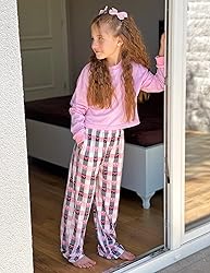 Arshiner Pajama Pants for Girls Long Sleep Plaid