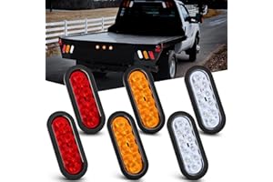 Nilight 6Inch Oval Trailer Tail Light 6PCS Red Amber White 10LED with Flush Mount Grommets Plugs IP67 Waterproof Brake Turn S