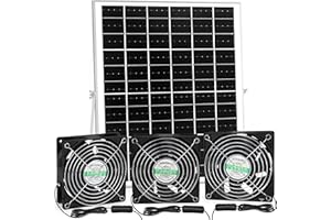 blessny Solar 3 Fan Kit for Intake or Exhaust air, 25W Solar Panel Powered Fan for Chicken Coop, Greenhouse, Outdoor Solar Fans with 15 ft Cord, IP67 Waterproof, 3500RPM