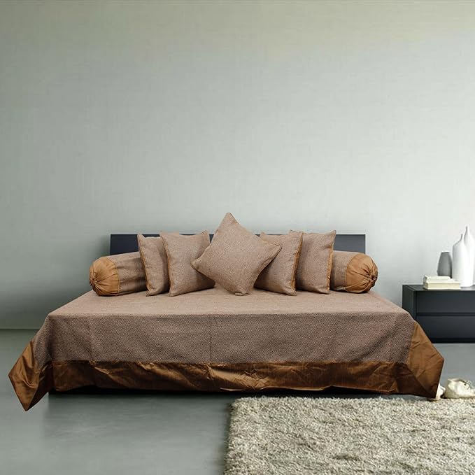 KINGLY Jute Diwan Set with Pillow Covers (Multicolour) 8 Pieces