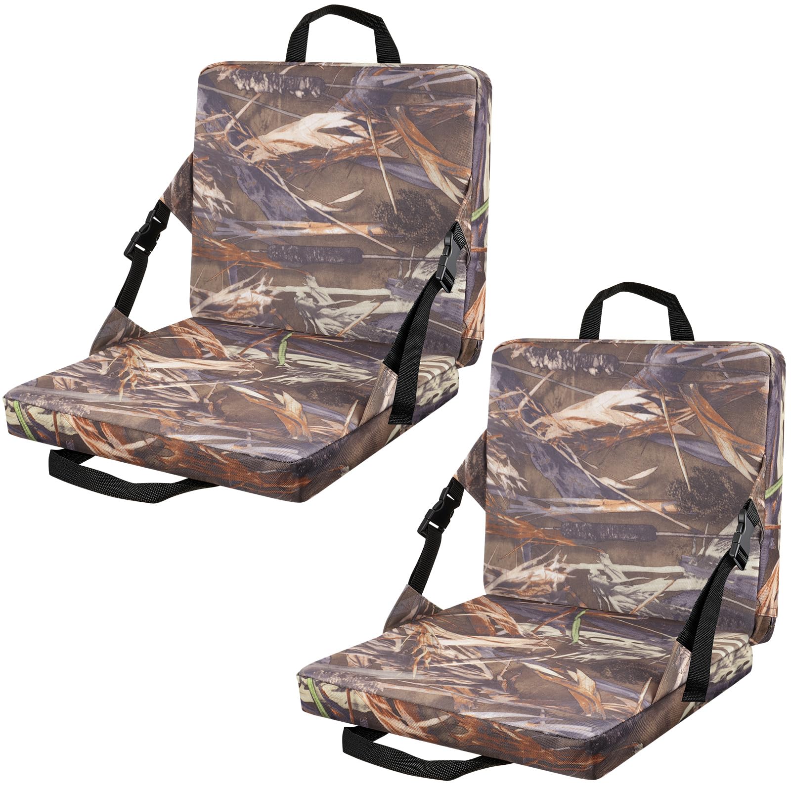 Photo 1 of Juexica 2 Pcs Hunting Seat Cushion Camo Foam Folding Cushion Stadium Seats with Back and Handle for Deer, Duck, Turkey Hunting, Fishing, Camping, and Outdoor Activities Sport Events Bleacher