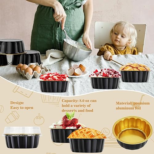 BAKINGPAK 30PCS 8OZ Individual Cake Pans with Lids Foil Baking