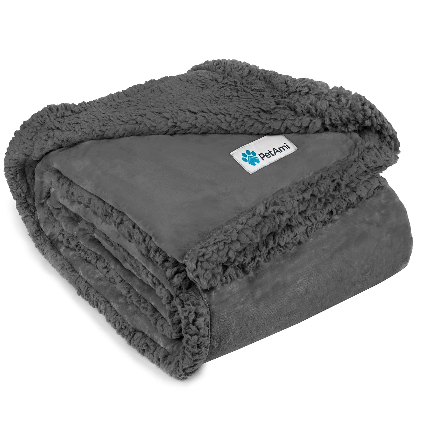 PetAmi Waterproof Dog Blanket for Couch, Sofa Grey Waterproof Sherpa