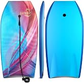 RAYWER Body Board Lightweight with EPS Core, HDPE Slick Bottom, Leash &amp; Adjustable Wrist Rope, Great Surfing for Kids and Adults