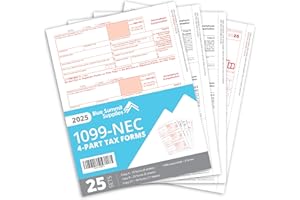 Blue Summit Supplies 1099-NEC 4-Part Tax Form Kit, 2025, Intended for QuickBooks and Accounting Software, 25 Pack, Software and Envelopes NOT Included
