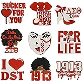 9 Pcs Delta Theta Sigma Iron on Patches for Clothes 1913 DST Iron on Applique Patches Small Craft DIY Decors Embroidery Sew on Patch for Clothing Woman Hats Jeans T-Shirt Sewing Repair Accessories