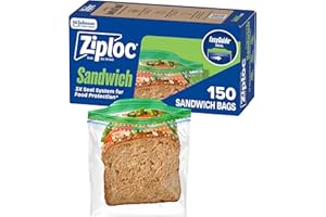 Ziploc Sandwich and Snack Bags, Easy Open and Close, Plastic Food Storage Bags, 150 Bags Total (Packaging May Vary)