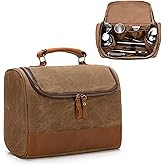 LoDrid Travel Bartender Bag for Bar Kit Genuine Leather Waxed Canvas Portable Bartender Carry Bag with Handle for Travel Home