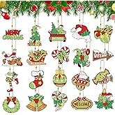 20 Pcs Christmas Diamond Painting Keychain 5D DIY Diamond Painting Kit Christmas Hanging Diamond Art Ornaments for Kids Family Party Crafts Decoration (Novelty)