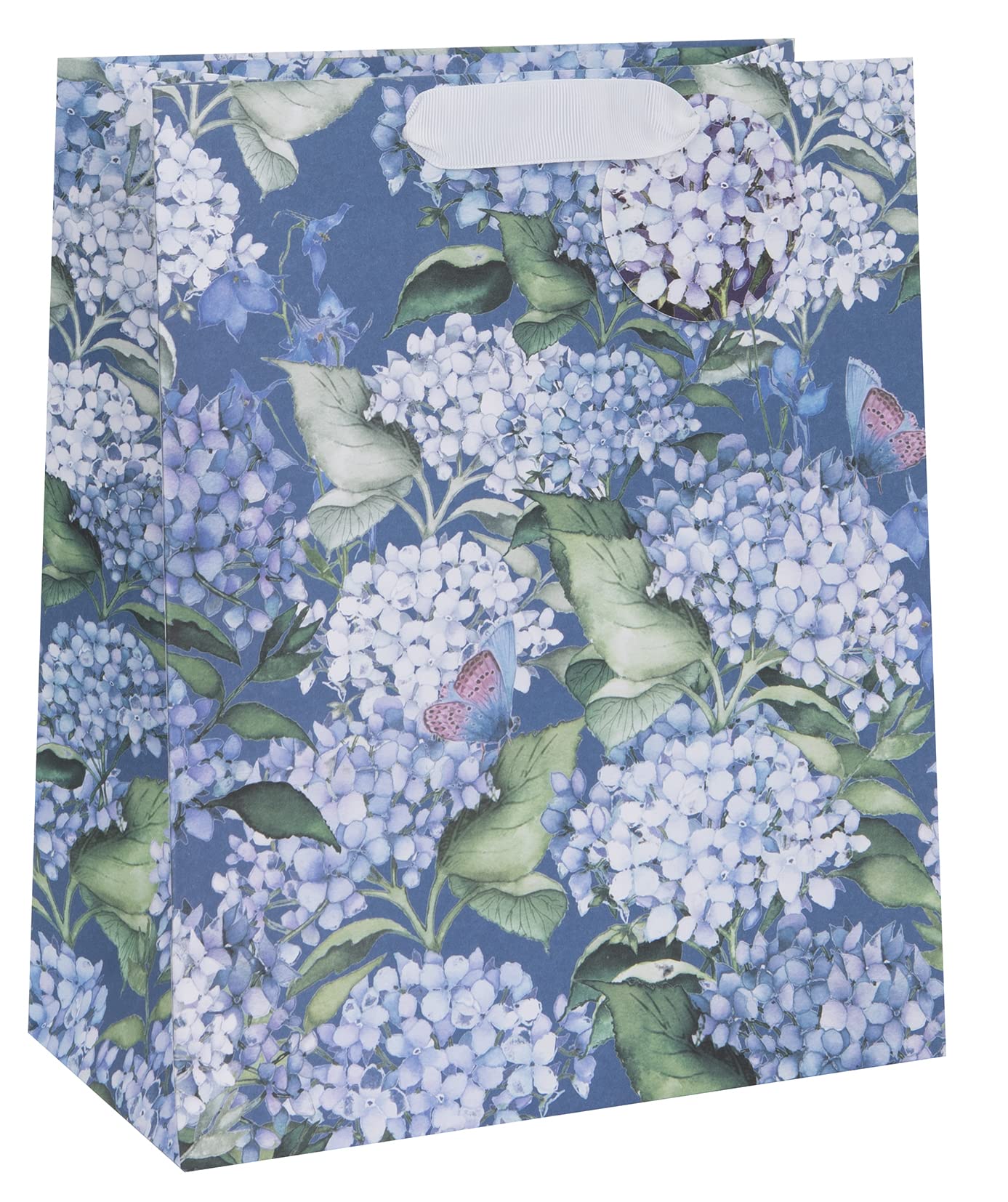 Glick Luxury Medium Floral Gift Bag, Suitable for Birthdays, Weddings and Other Occasions, Gorgeous Hydrangea Design Gift Bag, 175w x 225h x 100d mm, Multi-Colour